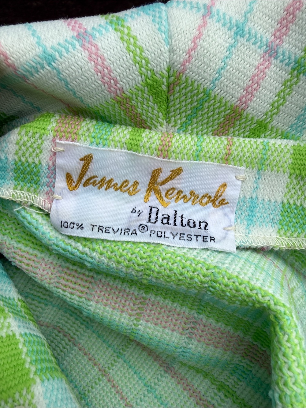 Vintage Pastel Plaid Top, shirt Coat in Green, Blue & Pink medium James Kenrob - Picture 9 of 10